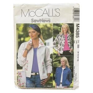 Sewing Pattern McCall's M4385 Misses Petite Jean Jacket Embroidery Size BB 8-14